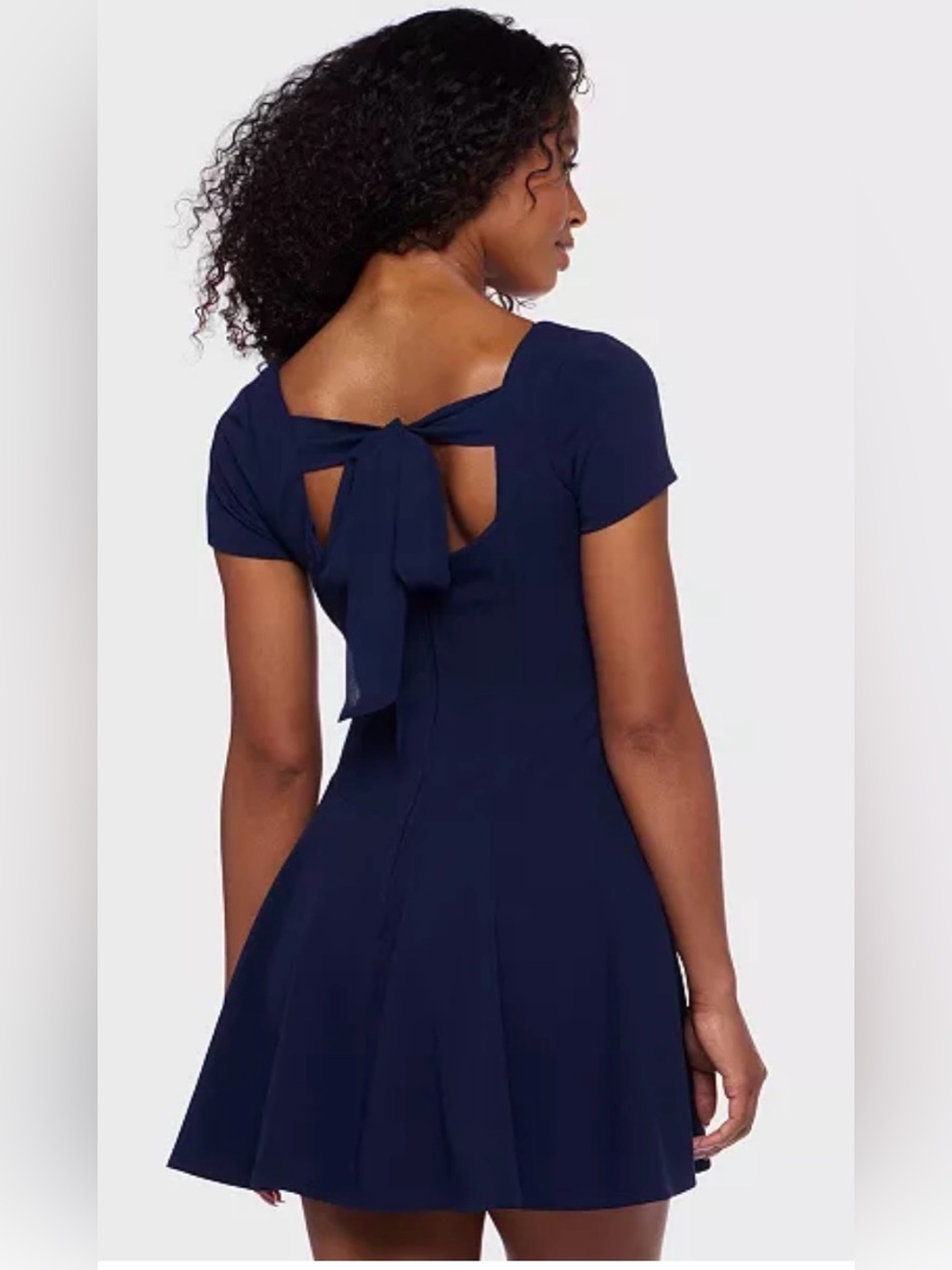 B Darlin Navy Blue Fit-and-Flare Midi Dress